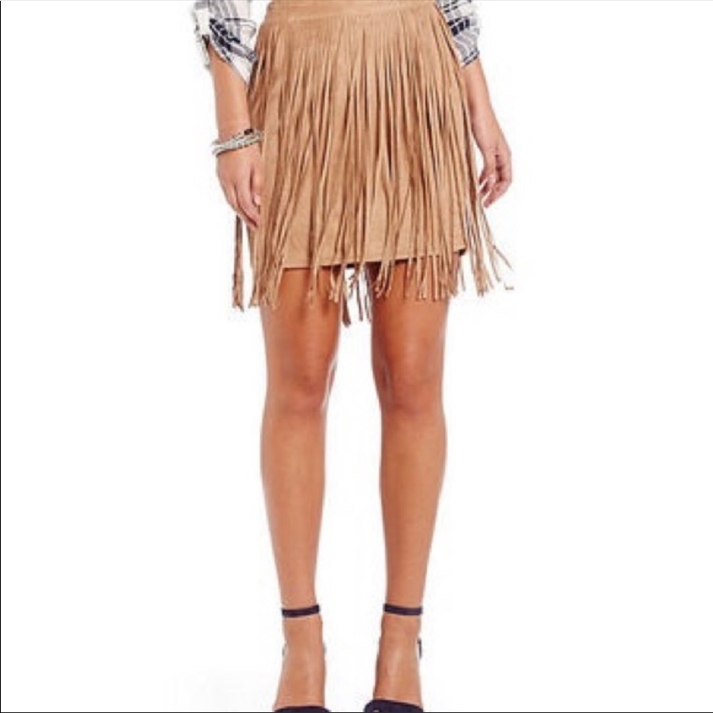 COPY - Fornia Faux Suede Fringe skirt L/XL